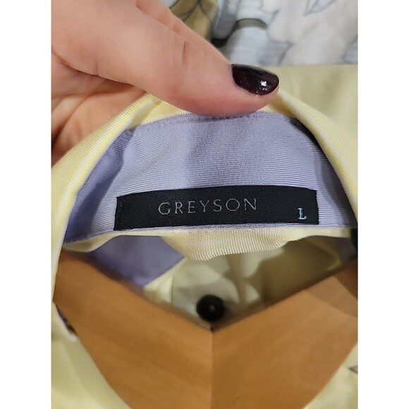 Greyson Polo Shirt Mens L Yellow Striped Performance Paako Ridge Golf Club - Picture 7 of 8